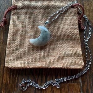 Brand New Labradorite Moon Necklace Labradorite Necklace Crystal Moon Necklace